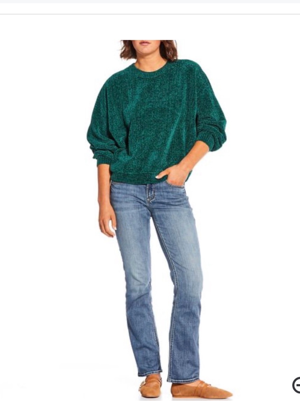 Double Zero Green Chenille Crewneck Sweater S M new